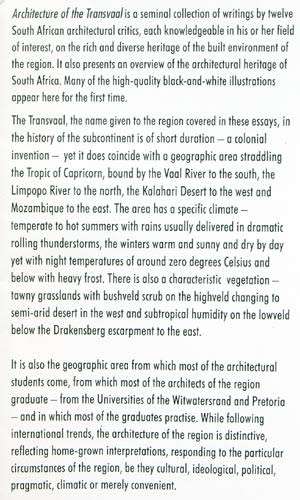 Architecture of the Transvaal -- Roger C Fischer & Schalk le Roux with Estelle Marais