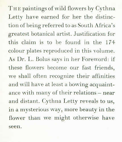 Wild Flowers of the Transvaal -- Cythna Letty (signed)