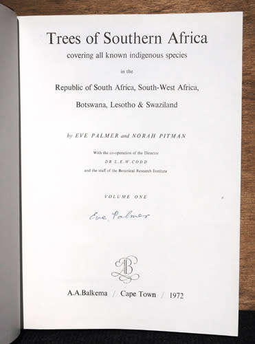 Trees of Southern Africa Vol- 1,2 & 3 -- Eve Palmer (signed 1st editions)