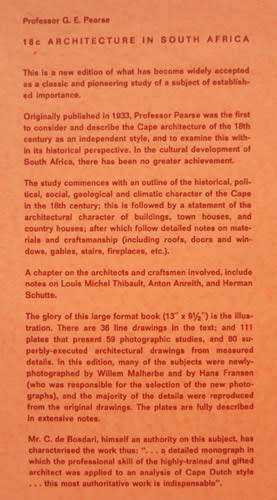 Eighteenth Century Architecture in South Africa - G.E. Pearse