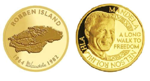 1/10oz Nelson Mandela Commemorative Medal - Robben Island Gold Coin