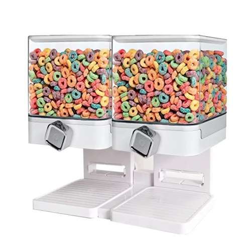 Double Cereal Dispenser Dry Food Storage Container - Square