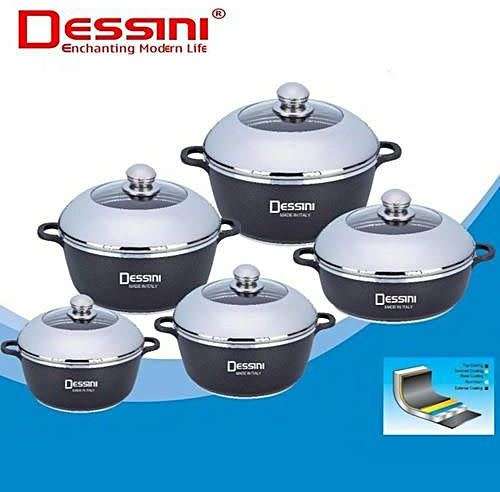 Elegant 10 Dessini Piece Die Cast Aluminium Non Stick Cookware Set