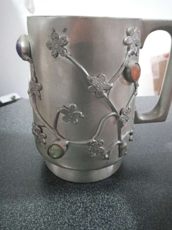 Vintage Gemstone cup pewter