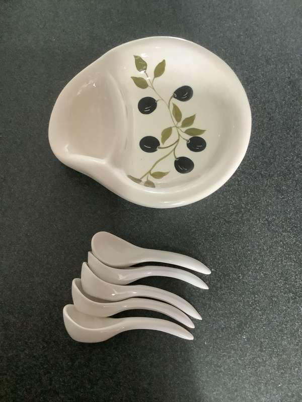 Vintage Olive Serving Dish hand painted and signed (005C)