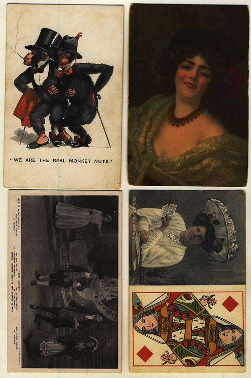 (1) 4 x VARIOUS OLD POSTCARDS - UNUSED