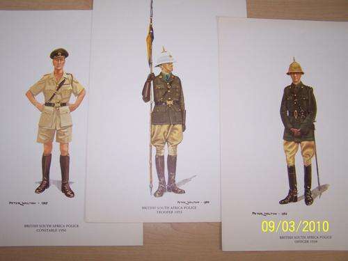 (A1120) SET OF 3 OLD PRINTS - B.S.A.P. - Officer, Trooper & Constable
