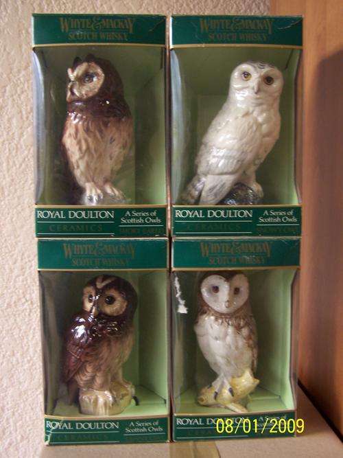 COMPLETE SERIES OF 4 Scottish Owls - Royal Doulton Ceramics for Whyte & Mackay Whiskey