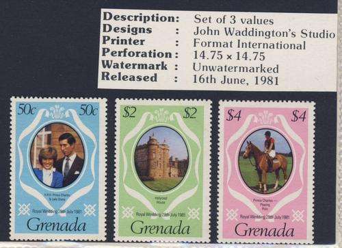 *F2095 - GRENADA 1981 - Royal Wedding - Set of 3 Stamps - **UM