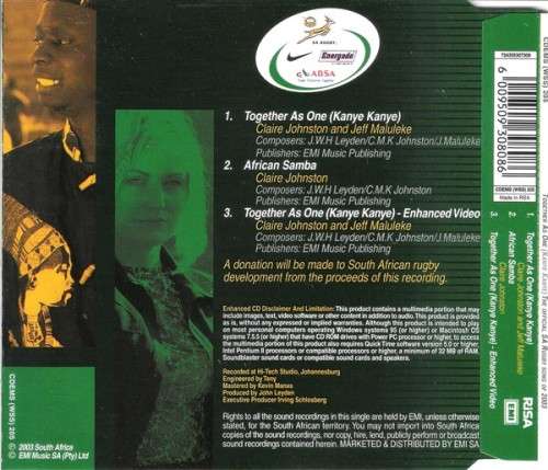 Together as One (Kanye Kanye) The Official SA Rugby Song of 2003 [CD]