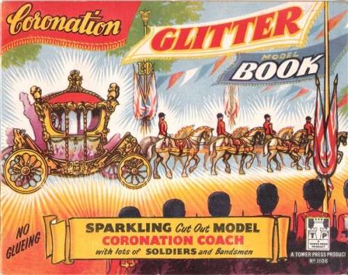 *RARE* 1953 First Edition QUEEN ELIZABETH II Coronation Glitter Model Cut-out-Book