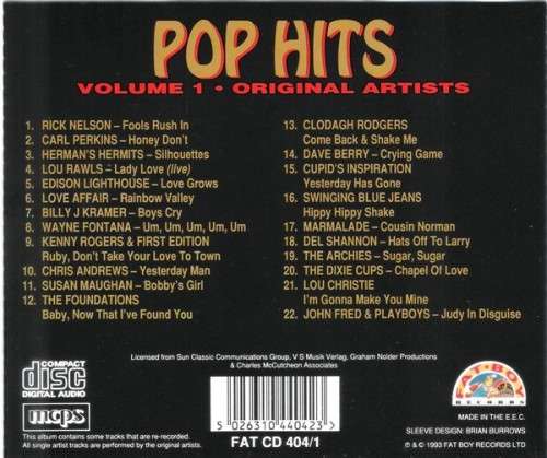 Pop Hits Volume One, Two, Three & Four (Original Artists) [CD]