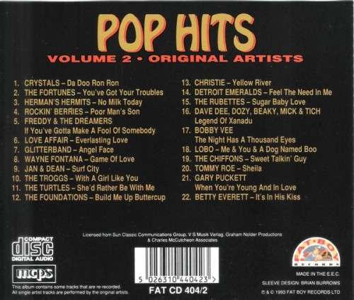 Pop Hits Volume One, Two, Three & Four (Original Artists) [CD]