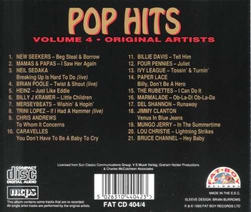 Pop Hits Volume One, Two, Three & Four (Original Artists) [CD]