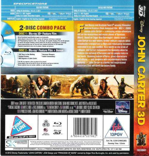 John Carter (2-Disc's) [Blu-Ray 2D + Blu-Ray 3D]
