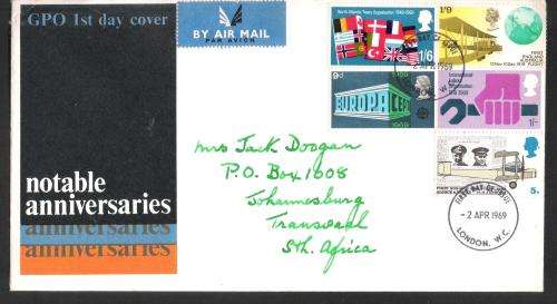GB 1969 GPO 1st Day Cover Notable Anniversaries