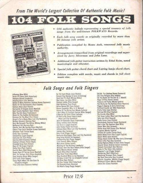 124 Folk Songs: As Recorded on Folkways Records by Famous Folk Song Singers (128 pgs.) [Paperback]