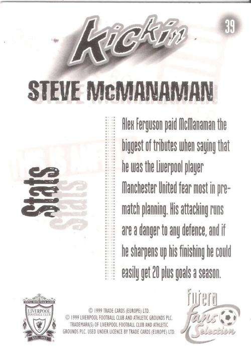 1999 Futera Liverpool Fans' Selection #39 - Steve McManaman - Liverpool