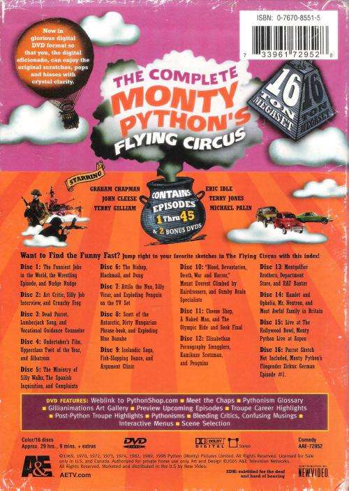 The Complete Monty Python's Flying Circus 16 Ton Megaset (16 x Disc's) [DVD]