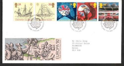 GB Royal Mail FDC 1992 EUROPA '92 - British Philatelic Bureau Edinburgh