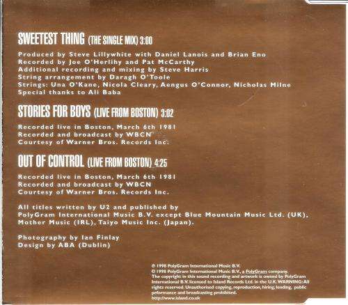 U2 - Sweetest Thing [CD Single]