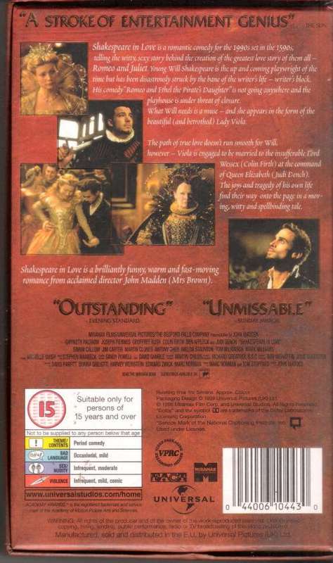 Shakspeare in Love (1998) [VHS]