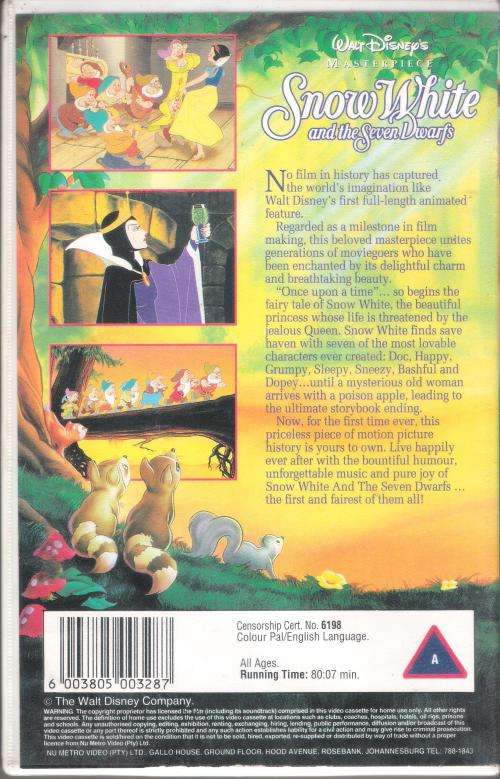Snow White and the Seven Dwarfs (1937) [VHS]