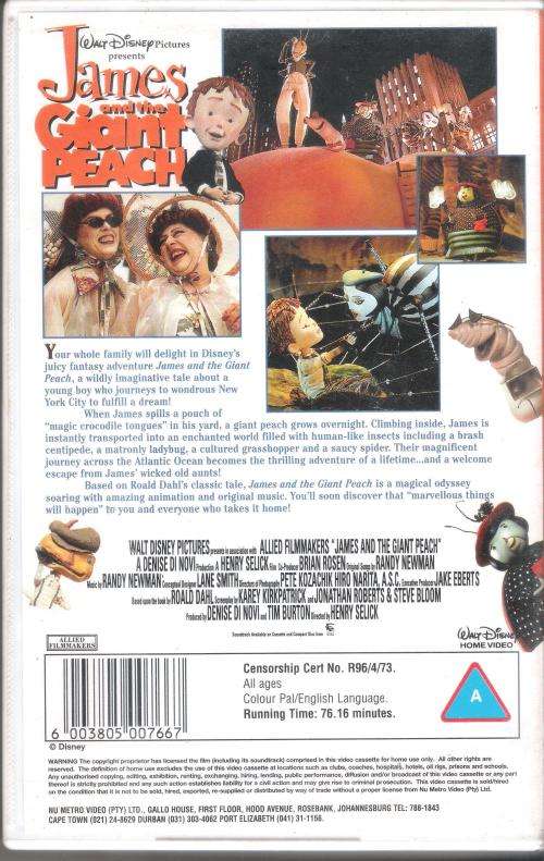 James and the Giant Peach (1996) [VHS]
