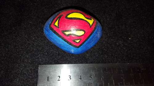 Superman Symbol Hand Painted Pebble