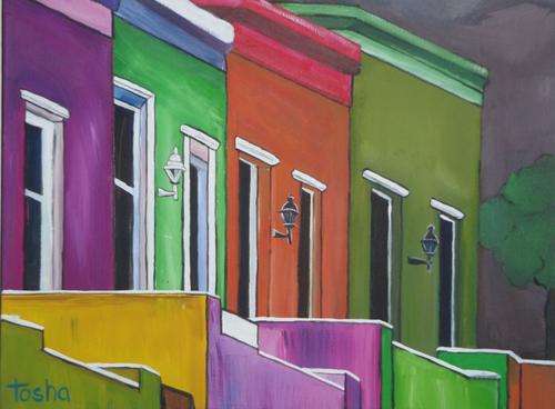 TOSHA(Original) -- BO-KAAP -- 40cm(W) X 30cm(H) -- Ready to hang and enjoy.