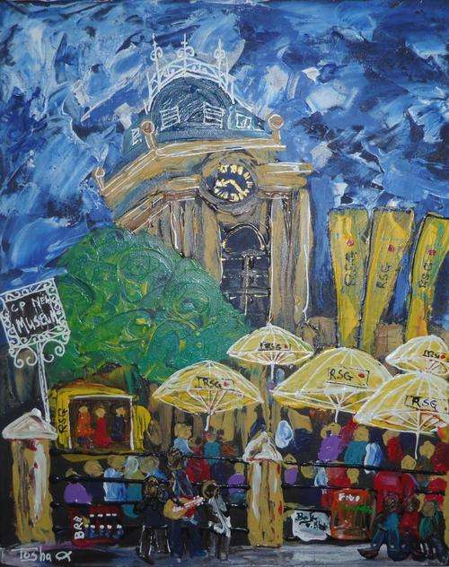 TOSHA (original)-  Dit is lekker by die KKNK -- Ready to hang -- Large 50cm x 40cm x 1.5cm