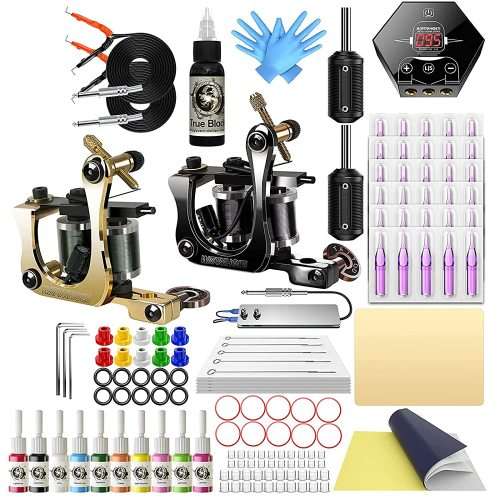 TATTOO KIT 2 MACHINE 10 COIL AND 12 COIL PLUS INK