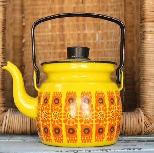 Yellow Enamel Tea Pot
