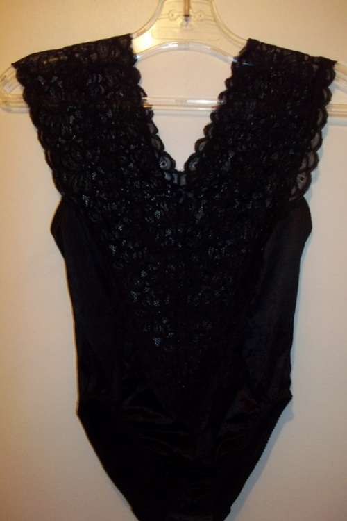 Triumph International Black Stretch Lace Body Suit  - Size 32