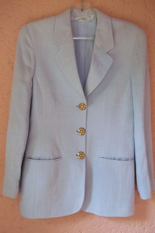 BLUE VINTAGE LINEN JACKET FROM WOOLWORTHS - Size 34 (10)