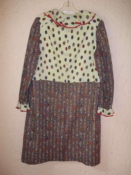 A RENA BOTOULAS CREATION - MAROON AND CREME FULLY LINED DAY DRESS - PLUS SIZE