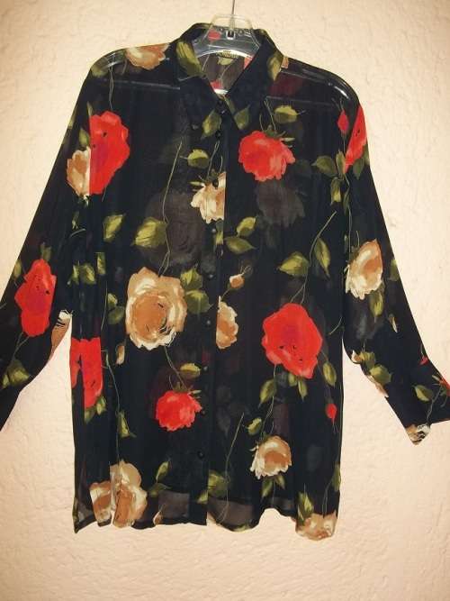 AMANTE BLACK CHIFFON BLOUSE WITH SEPARATE CAMI - 42
