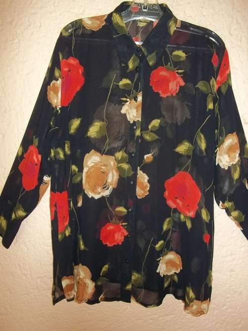 AMANTE BLACK CHIFFON BLOUSE WITH SEPARATE CAMI - 42