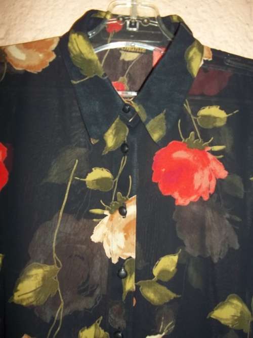 AMANTE BLACK CHIFFON BLOUSE WITH SEPARATE CAMI - 42