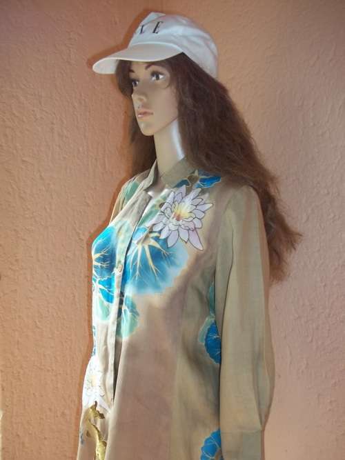 CITRON SANTA MONICA  - ELEGANT, UNIQUE AND TIMELESS - KHAKI LONG LINE SHIRT - Size MEDIUM