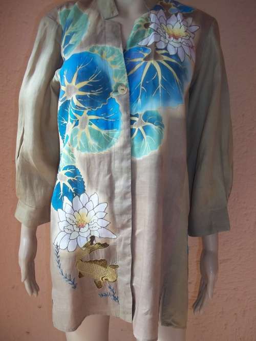 CITRON SANTA MONICA  - ELEGANT, UNIQUE AND TIMELESS - KHAKI LONG LINE SHIRT - Size MEDIUM