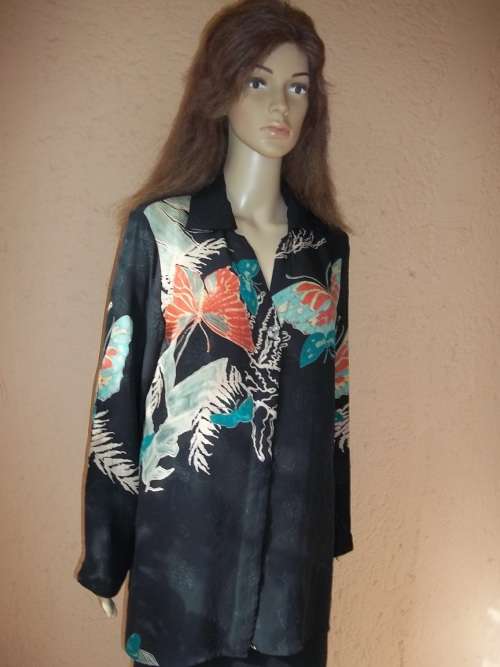 CITRON SANTA MONICA 100% SILK - ELEGANT, UNIQUE AND TIMELESS - SHIRT WITH CAMI - Size MEDIUM