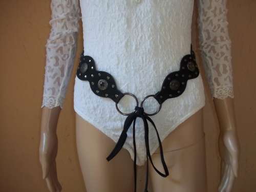 ***SUMMER SALE*** BLACK FAUX LEATHER REVERSIBLE BELT WITH STUDS - SIZE - MEDIUM