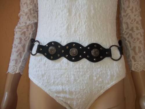 ***SUMMER SALE*** BLACK FAUX LEATHER REVERSIBLE BELT WITH STUDS - SIZE - MEDIUM