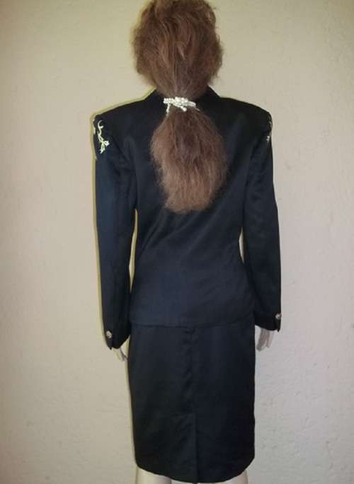 PRET A PORTER BY THE BOYS  - UNIQUE BLACK VINTAGE DESIGNER SUIT WITH GOLD EMBROIDERY - SIZE 34 / 32