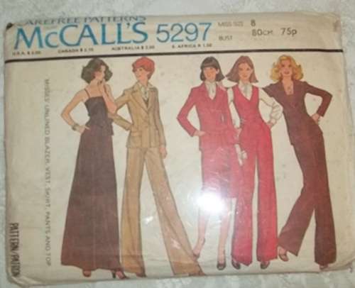 McCALLS CAREFREE VINTAGE PATTERN NO 5297- LONG SKIRT, PANTS, CAMI, JACKET AND WAISTCOAT - SIZE 32