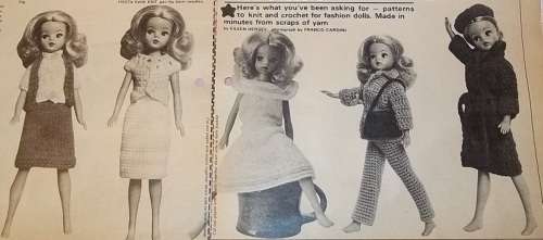 MOHAIR COAT & HAT FOR DOLLY + A COLLECTION OF KNITTING PATTERNS FOR 30 cm SINDY VINTAGE FASHION DOLL