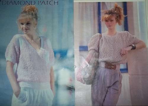 PERSONALITY X 2 VINTAGE KNITTING PATTERNS - DIAMAND PATCH & SHORT SLEEVE FOR LONG USE