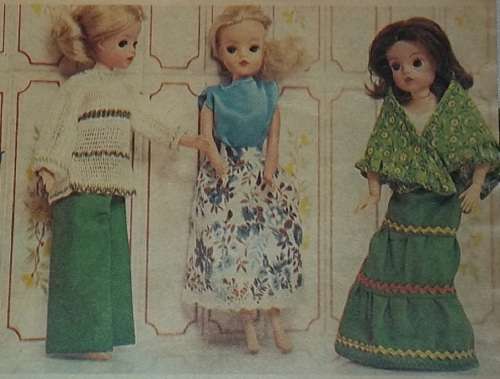 ALL DOLLED UP - A COLLECTION OF PATTERNS FOR 30 cm SINDY VINTAGE FASHION DOLL - FULL SIZE PULL OUT