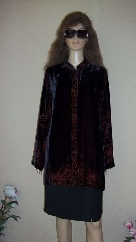 CITRON SANTA MONICA MAGNIFICENT VELVET JACKET WITH EMBROIDERED & SEQUINED DRAGON ON BACK - SIZE  34